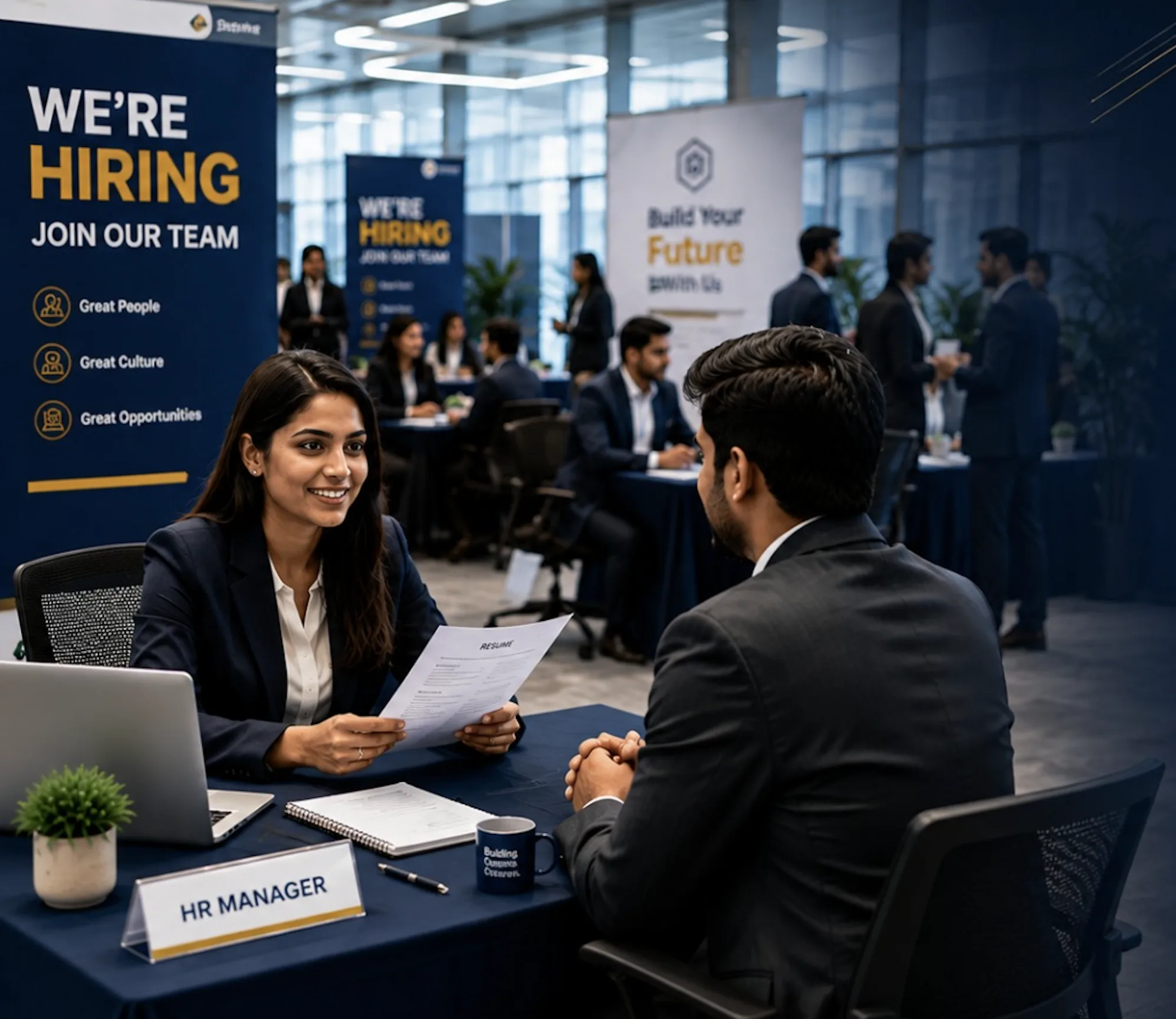 Candidate interviewing with an HR manager at the SkillCircle Job Drive